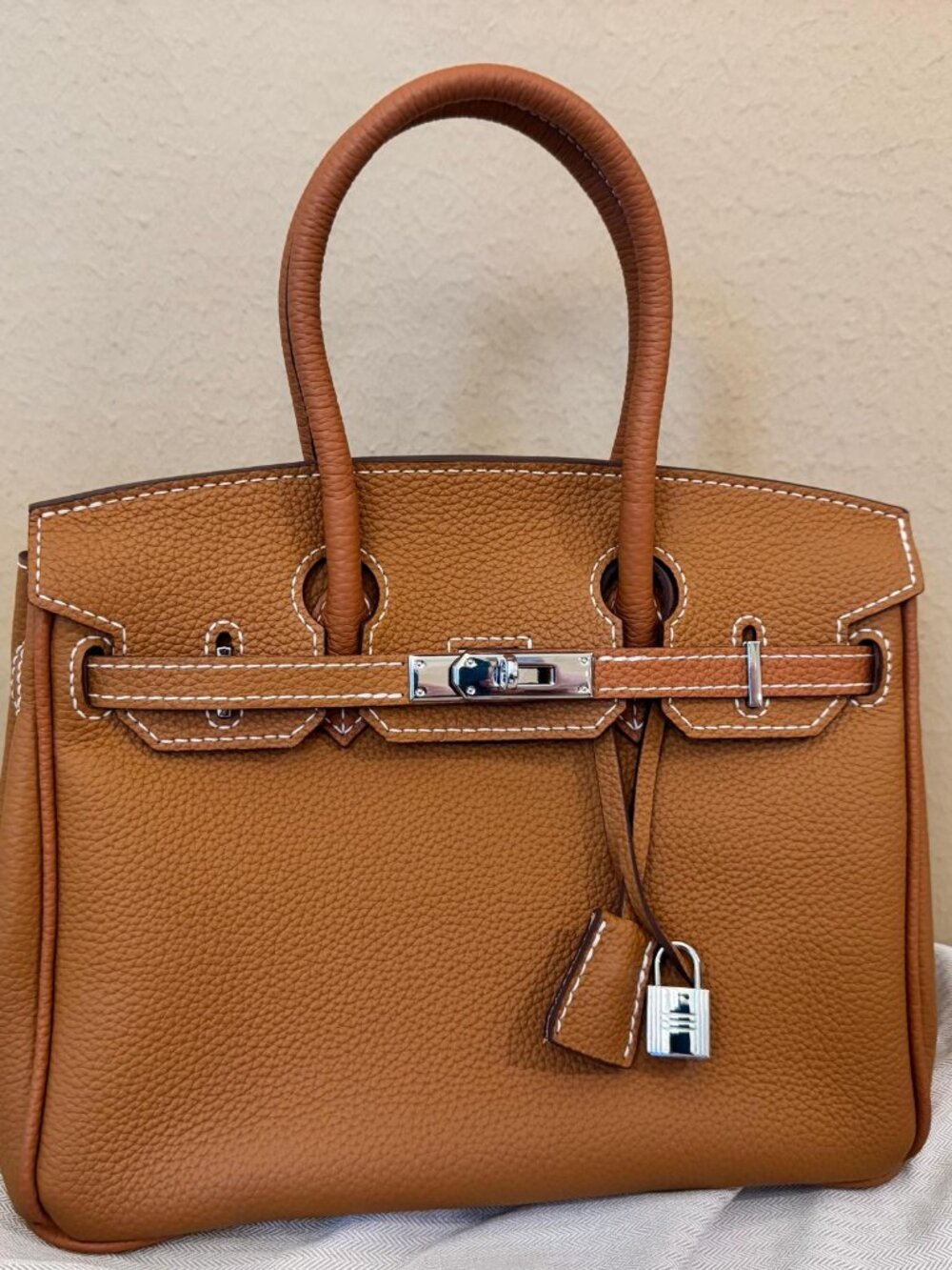 AS-NEW TOGO LEATHER SATCHEL BAG